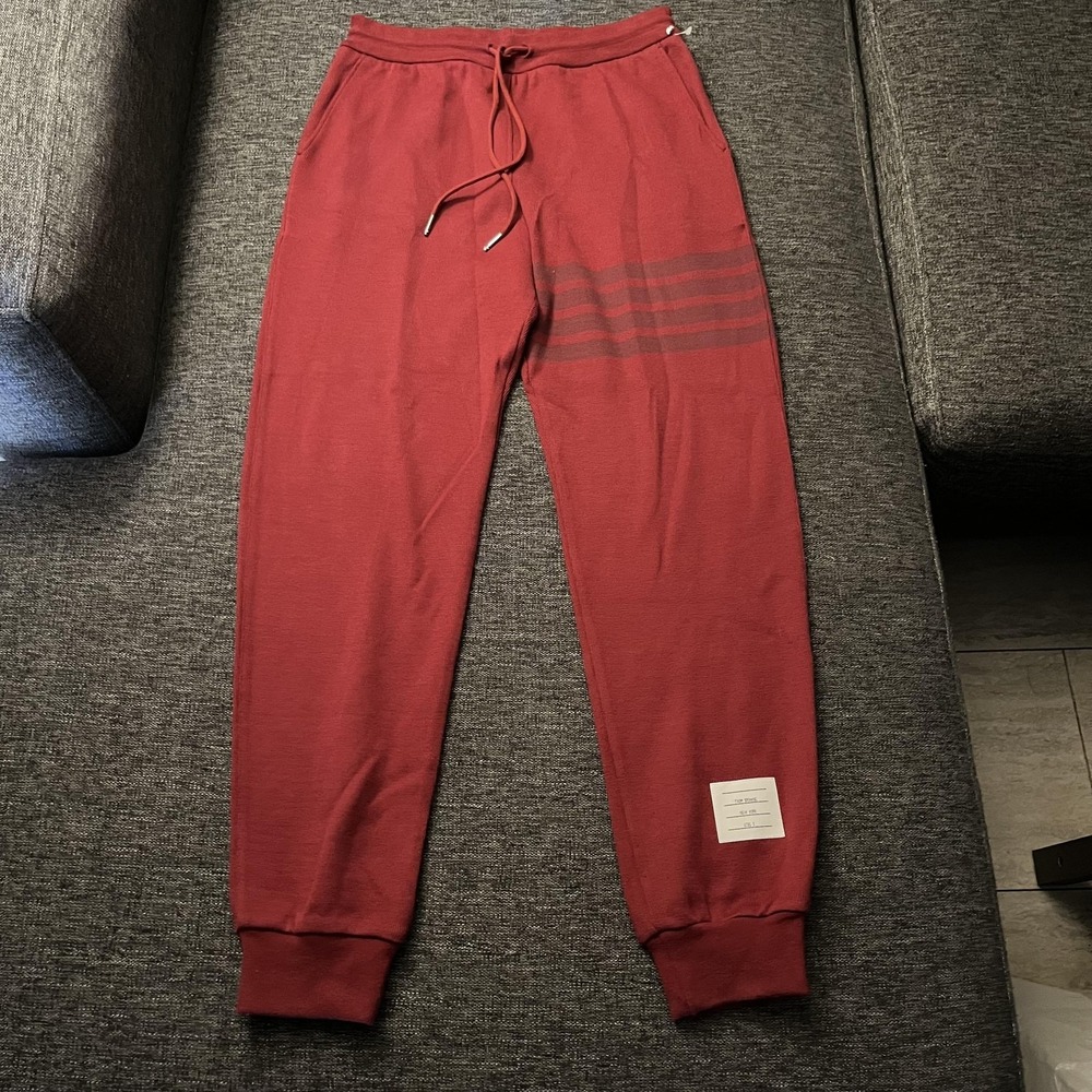 Thom Browne Sweatpants Mens Medium Red 4 Bar Stripe Cotton MJQ0160A-J0051-601